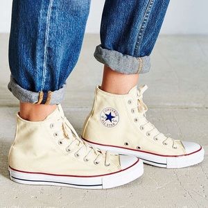 Ivory High Top Converse - 9.5